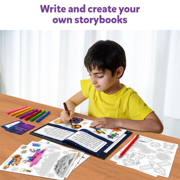 Skillmatics Storybook Art Kit - Space Explorers Art Kit For Kids, Write & Create Storybooks, Creative Activity For Boys & Girls, Diy Kit, 150+ Stickers, Gifts For Ages 5, 6, 7, 8, 9, 10