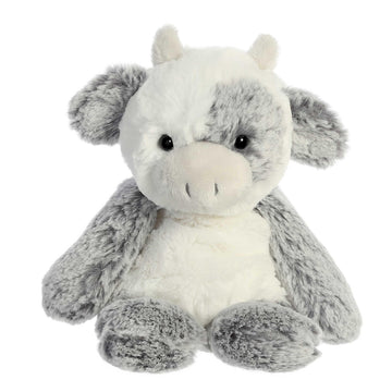 Aurora Snuggly Sweet & Softer Cow Stuffed Animal - Comforting Companion - Imaginative Play - White 9 Inches