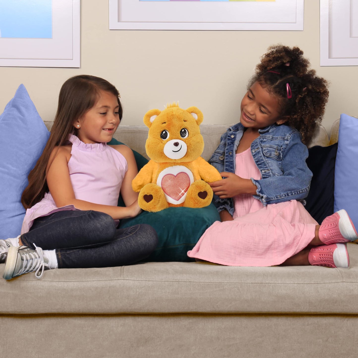 Care Bears 18 Plush - Tenderheart Bear with Glitter Belly Badge - Soft Huggable Material!