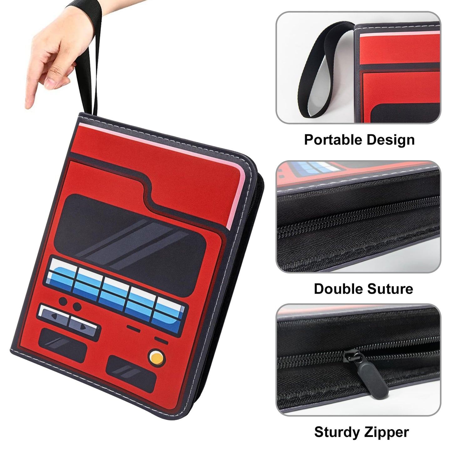 TCG Card Binder for Anime Trading Cards 4 Pocket with 50 Sleeves up to 400 Cards Waterproof Card Storage Bag with Sleeves for TCG Anime Game Cards