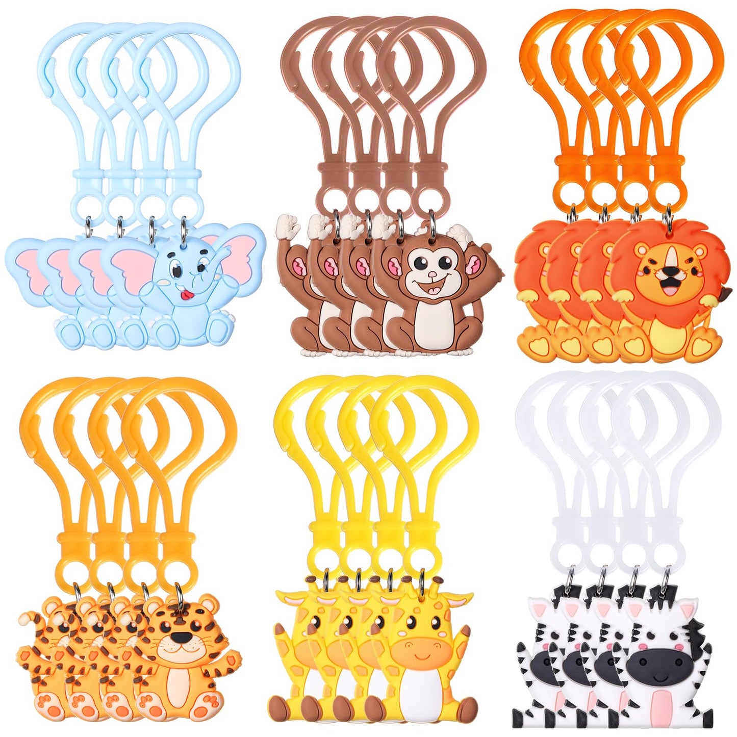 Jadive 24 Pcs Jungle Animal Keychains Safari Party Favors Birthday Decorations Cute Animal Ornament Pendant For Christmas Boy Girl Gift Reward Goodie Bag Fillers Baby Shower Supplies