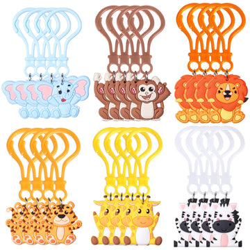 Jadive 24 Pcs Jungle Animal Keychains Safari Party Favors Birthday Decorations Cute Animal Ornament Pendant For Christmas Boy Girl Gift Reward Goodie Bag Fillers Baby Shower Supplies