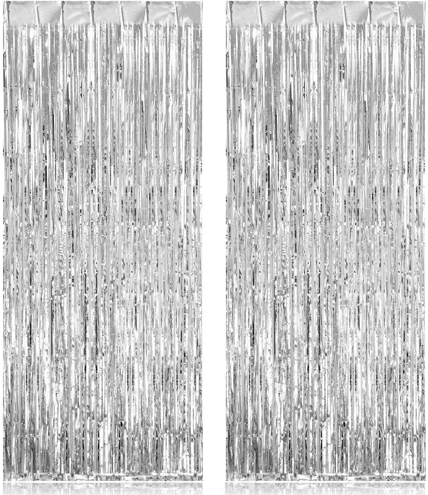 TOTAFAM 2 Pack Fringe Curtains Backdrops, Foil Fringe Curtains, Door Streamers for Birthday Wedding Bridal Shower Holiday Gradua
