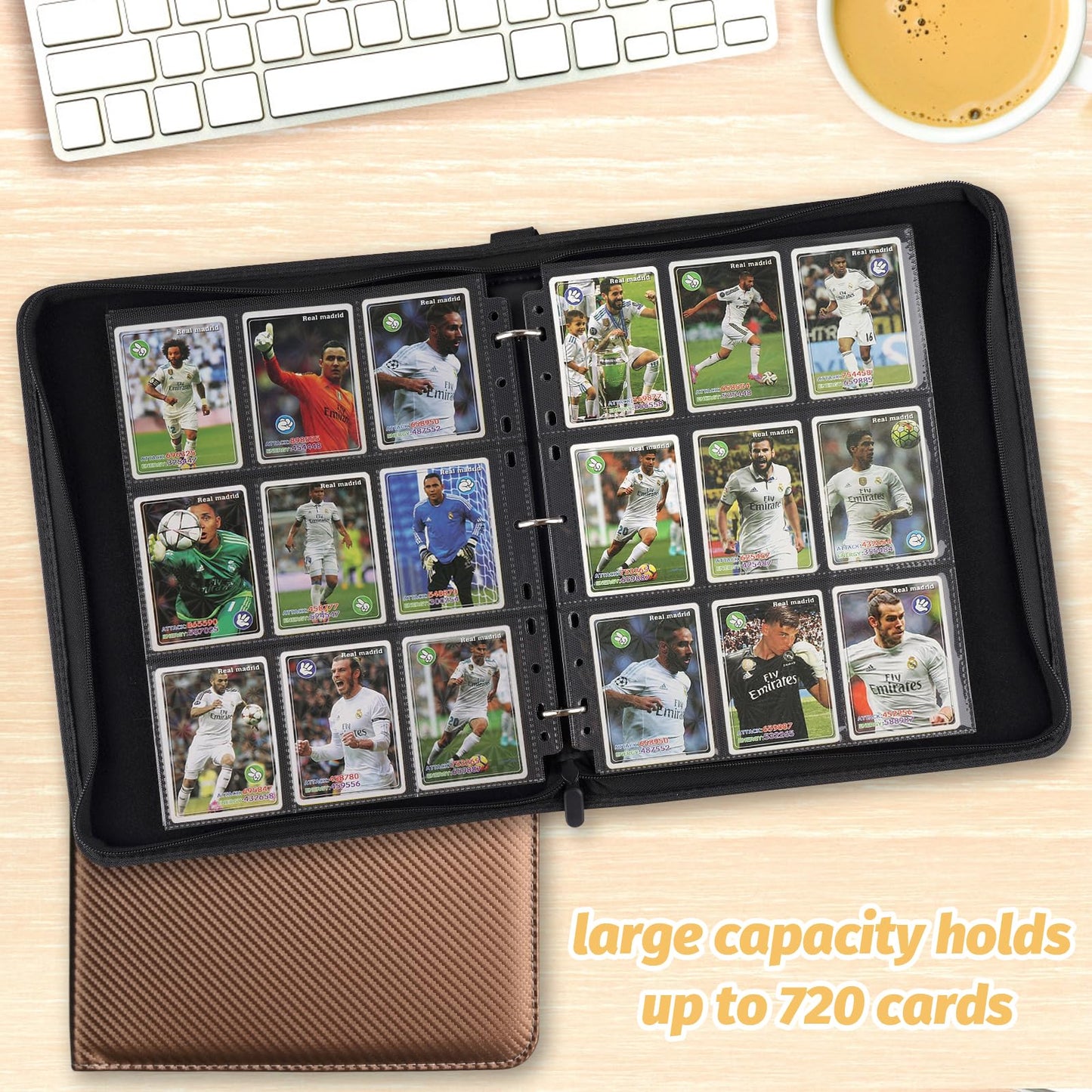 GERMUN 9 Pocket Card Binder  enhanced Zip Trading Card Binder  720 Double Sided Pocket PU Card Collection Binder  Collector Card Album  Card Folder for MTG  TCG  Sports Cards  Game Cards (Brown)