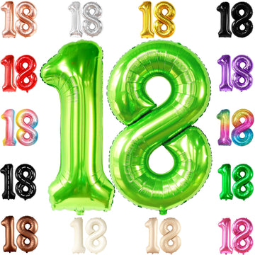 Katchon, Light Green Neon Number 18 Balloon - 40 Inch | 18 Balloon Numbers, 18Th Birthday Decorations For Boys | 18 Number Lime Green Balloon | Lime Green Number 18 Foil Balloons | 18 Number Balloons