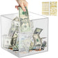 Piggy Bank For Adults Must Break To Open, Vcertcpl Acrylic Clear Piggy Bank Money Saving Box For Cash Saving, Unopenable Adults Piggy Bank For Real Money Bank Coin Bank Change Jar (Clear, 12X12Cm)