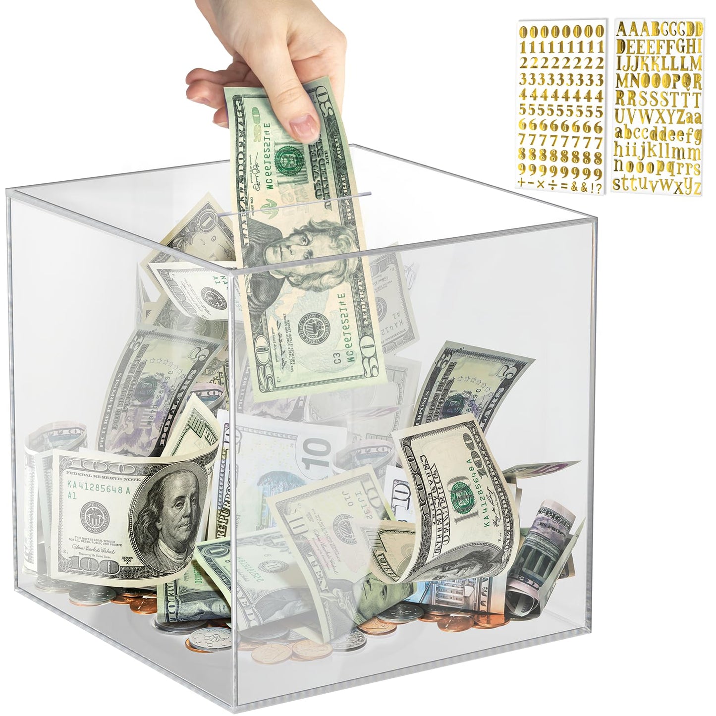 Piggy Bank For Adults Must Break To Open, Vcertcpl Acrylic Clear Piggy Bank Money Saving Box For Cash Saving, Unopenable Adults Piggy Bank For Real Money Bank Coin Bank Change Jar (Clear, 12X12Cm)
