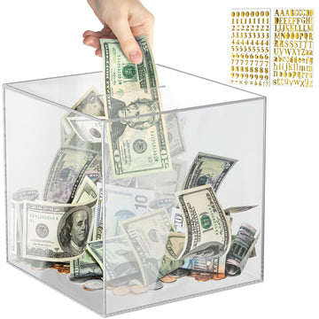 Piggy Bank For Adults Must Break To Open, Vcertcpl Acrylic Clear Piggy Bank Money Saving Box For Cash Saving, Unopenable Adults Piggy Bank For Real Money Bank Coin Bank Change Jar (Clear, 12X12Cm)