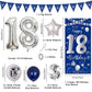 18Th Birthday Decorations For Boys Girls, Blue Silver Happy 18Th Birthday Decorations Door Banner, 32'' Number 18 Foil Balloon F