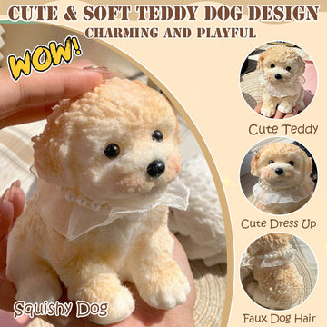 Big taba Squishy Dog  Handmade Squishy Dog Stress Relief Toy for mature-themed/Kids  Cute & Soft Teddy Dog Design  Perfect Squeeze Toys Gift for Relaxation and Fun(Cream Color)