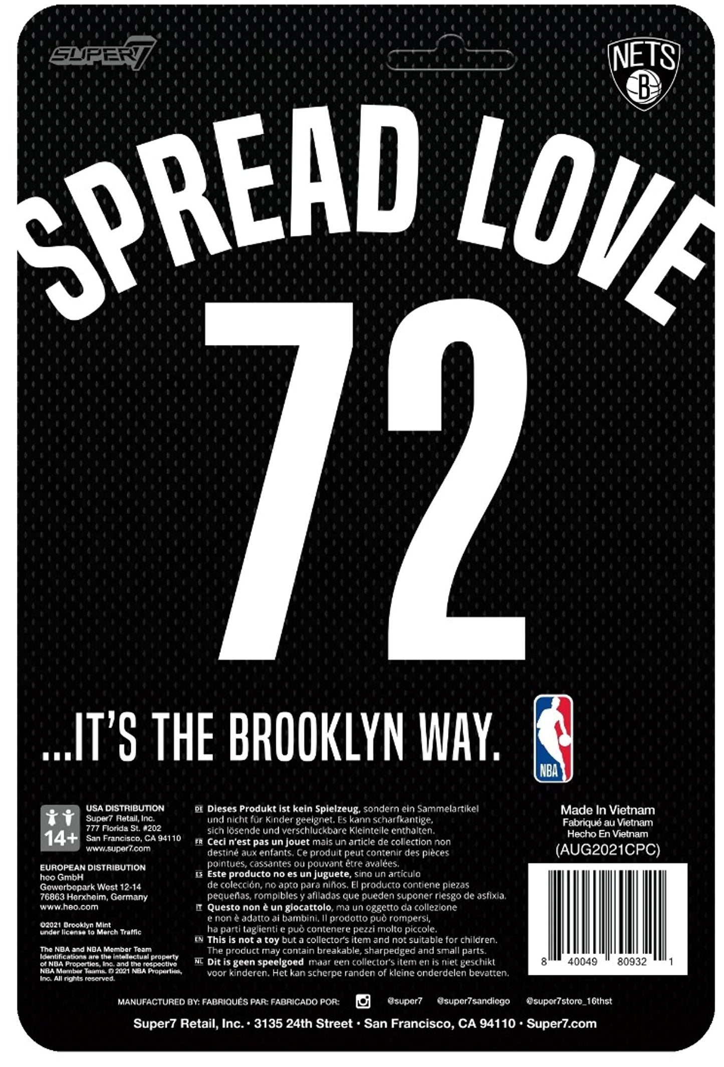 Super 7 Reaction Figure - Wave 2 - Notorious Biggie Brooklyn Jersey (Re-Nbigw01-Bbj-02)