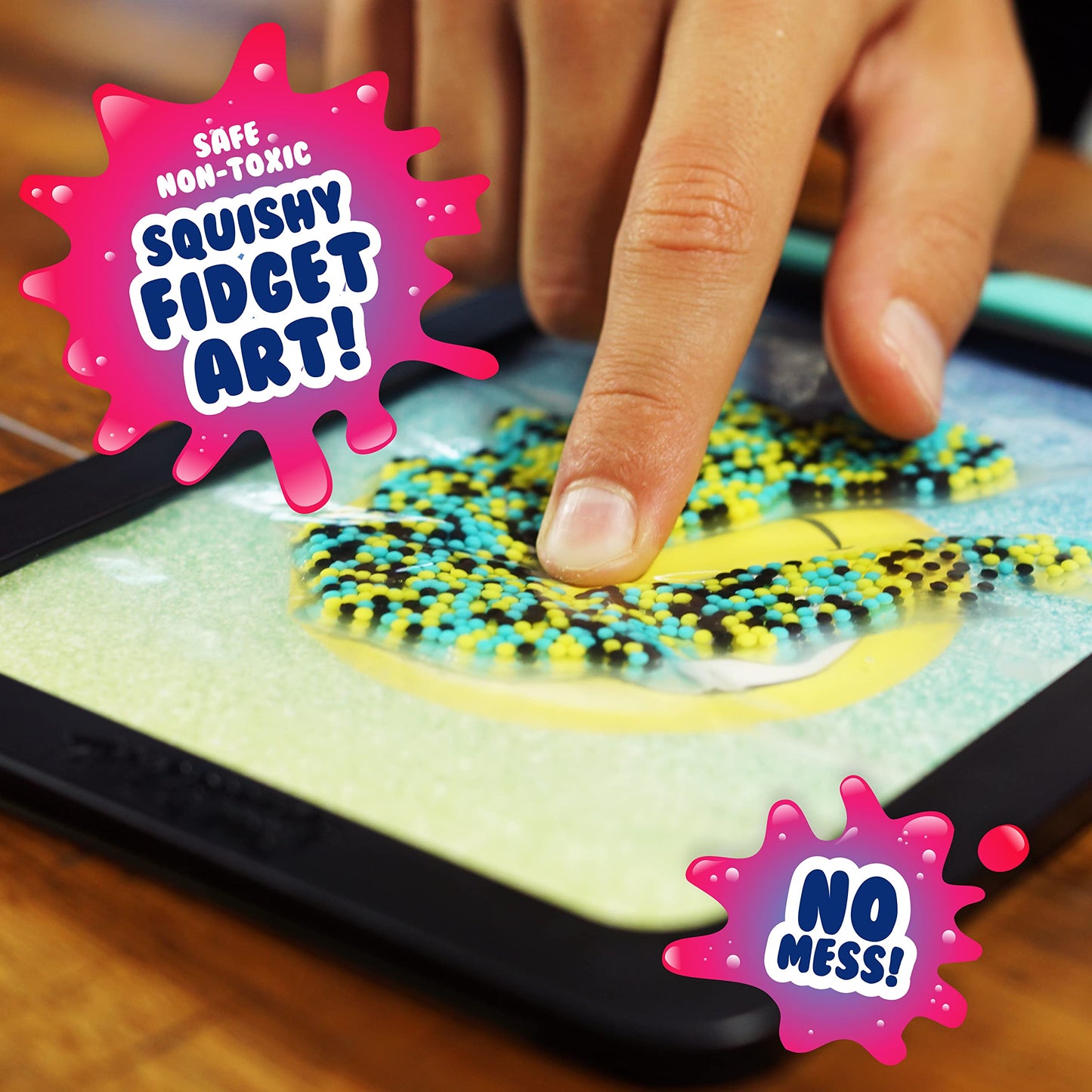 DoodleJamz JellyPics - Sensory Drawing Pads Filled with Non-Toxic Squishy Beads and Gel - Includes Stylus, Removable 2-Sided Emo