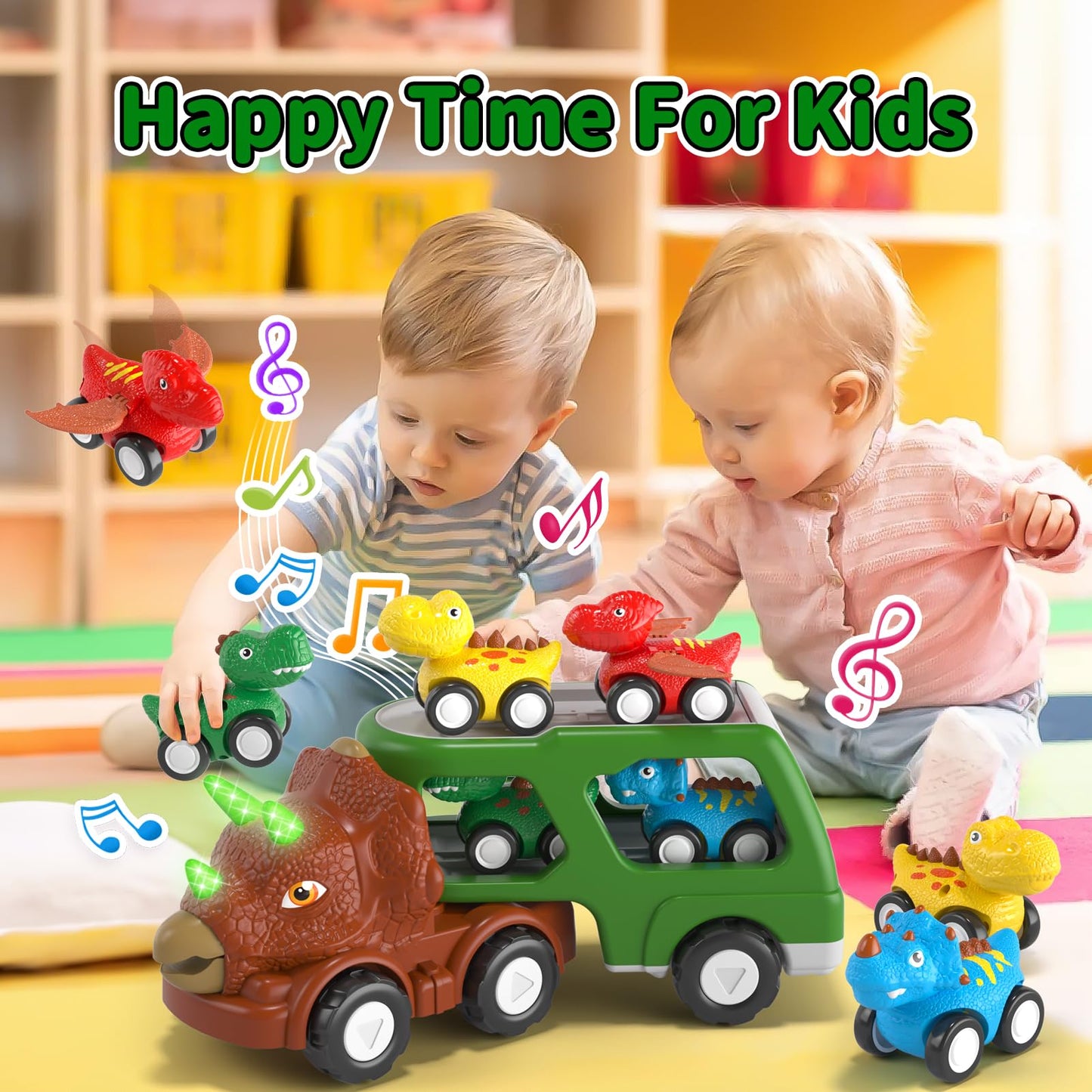 newcrave Dinosaur Truck Toys for Toddlers Boys Age 1-3 2-4, 5 in 1 Dinosaur Car for Toddlers Boys Girls Toy for 1 2 3 4 5 Year O