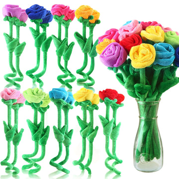 Zjoey 36 Pcs Plush Tulips Flower Stuffed Rose Flower Bendable Stems Plush Bouquet Toy Soft Rose Flower 12.6 Inch For Graduation 