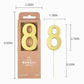 PHD CAKE 2.76 Inch Modern Gold 8 Number Birthday Candles, Gold Number Candles, Cake Number Candles, Party Celebration