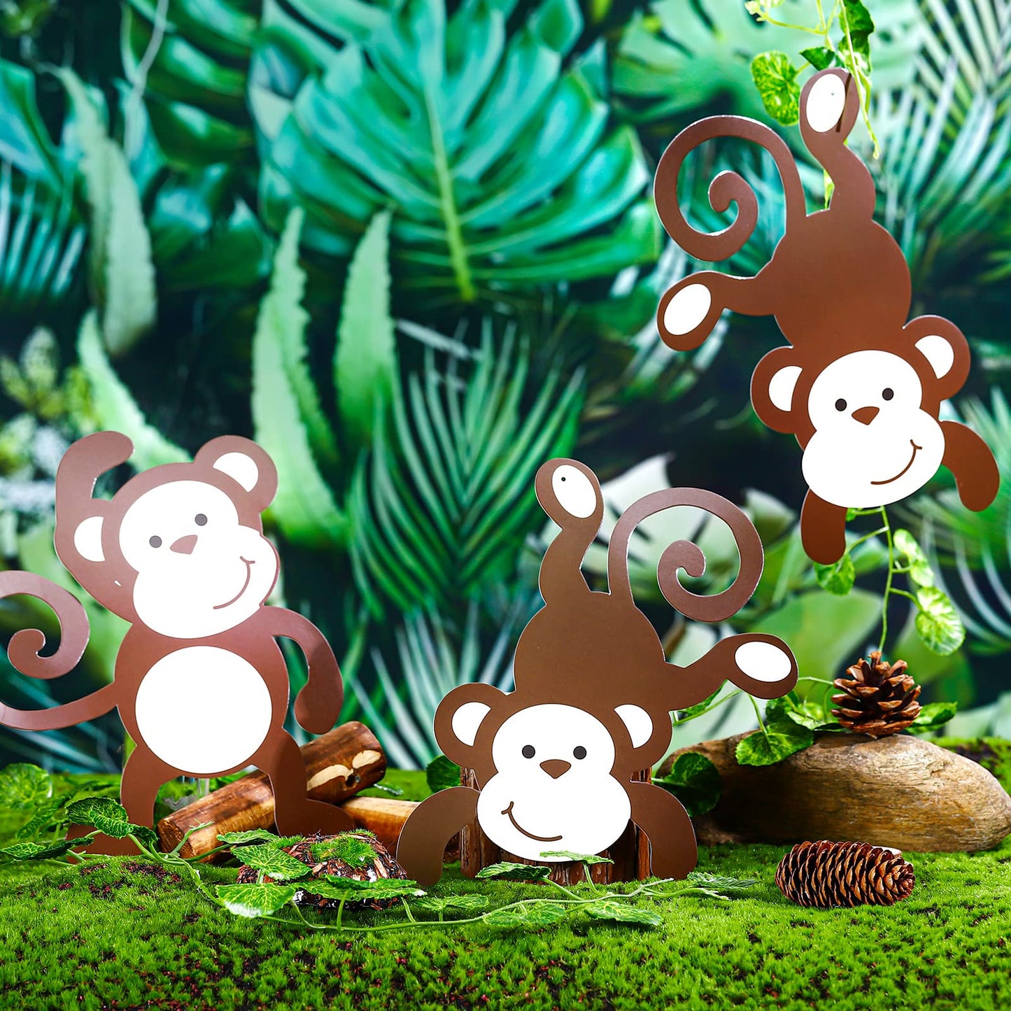 Qunclay Monkey Cutouts Jungle Party Decorations Monkeys Birthday Party Supplies Paper Safari Hanging Wall Decor Animal Print Sup