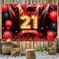 Happy 21St Birthday Banner Backdrop Red And Black 21 Years Old Background Bday Decorations For Girls Boys Women Men Photography Party Supplies Glitter
