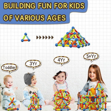 Toddler Magnetic Blocks Building Toys, Kids Montessori Toys For 3 4 5+ Year Old Girls Boys, Educational Magnetic Sticks And Ball