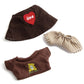17 cm Doll Clothes  3-Piece Set Stylish Clothes for 17cm Doll  enhanced Outfit with Accessories for Doll- Red Heart Brown Hat & Brown Bear Tshirt & Coffee Plaid Pants (NO Doll)