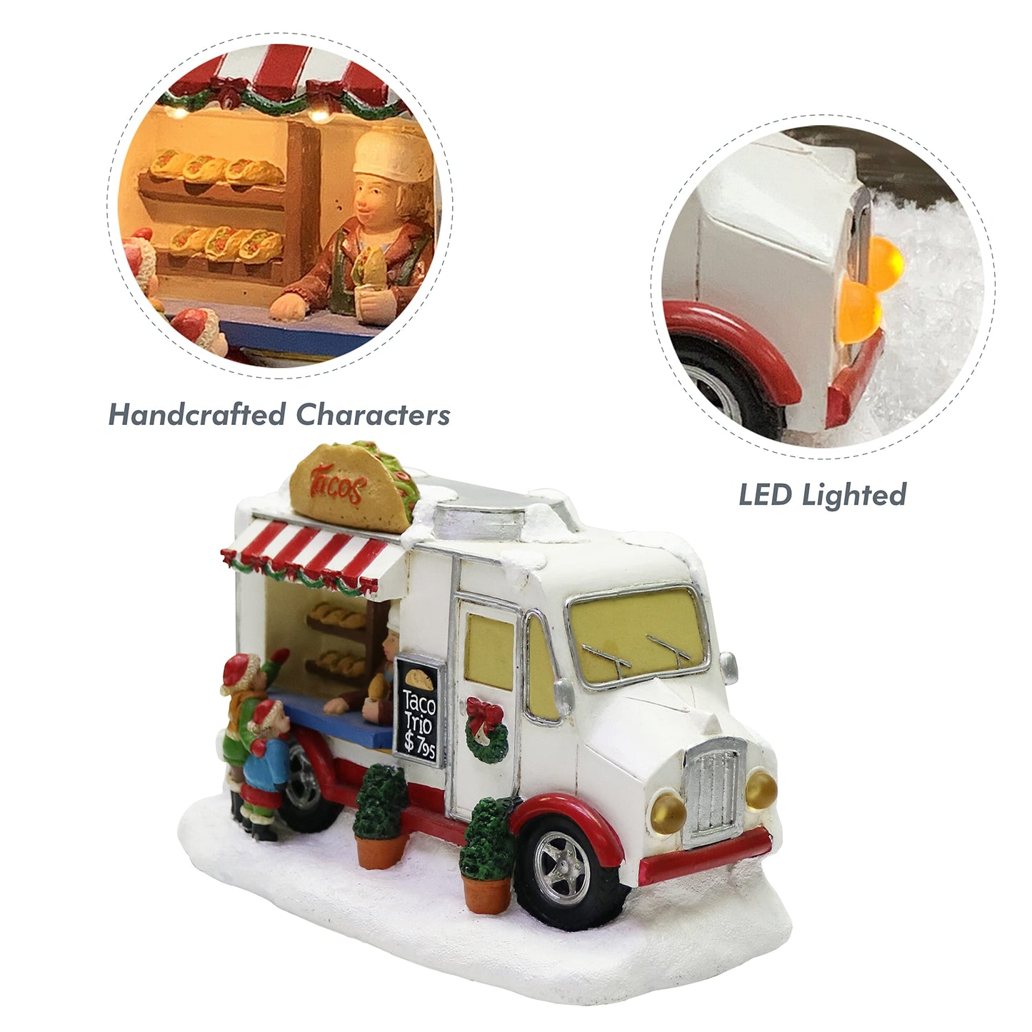 MOMENTS IN TIME LED Lighted Taco Truck Scene, Hand-Painted Resin Holiday Décor, Model NM-X10001