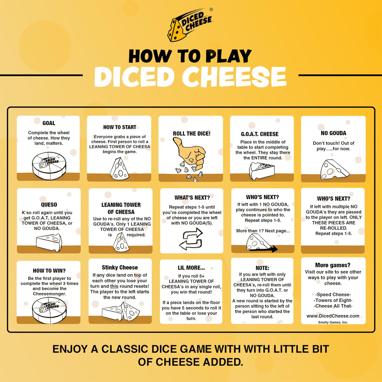 Diced Cheese Glow-in-the-Dark Dice Game - Fun for Ages 15+ - 1 Pack - No Math or Scorecards Needed