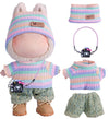 4-Piece Handcrafted Crochet 17cm/15cm Doll Clothes for Labubu (No Doll)  Cute and enhanced Rainbow Outfits with Accessories  Hand Crocheted Hat  Sweaters  Pants  Camera Bag for Girls Boys AK071