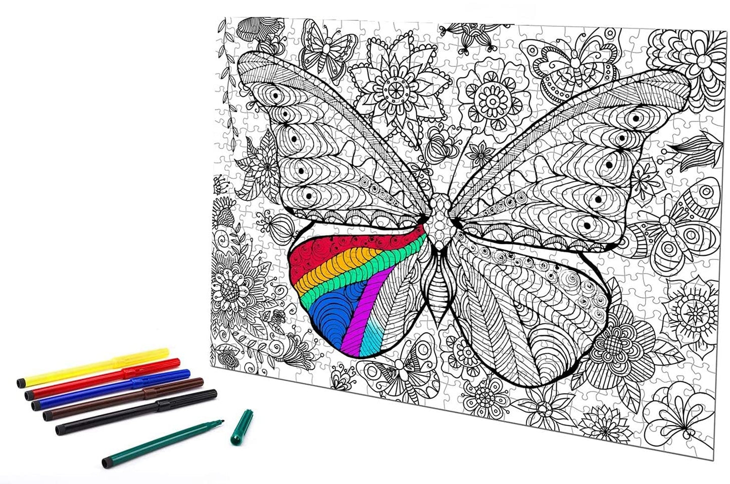 Jigsaw Puzzle | Butterfly | Diy Coloring Jigsaw Puzzle With Color Pen Set | For Kids/Adults | 500 Pieces