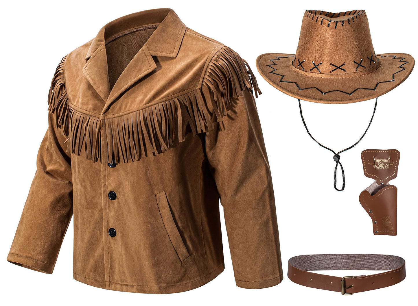 Kaipute Cowboy Costume Kids Jacket For Boys Girls Western Role Play Halloween Party Cosplay 4-5T Yellow