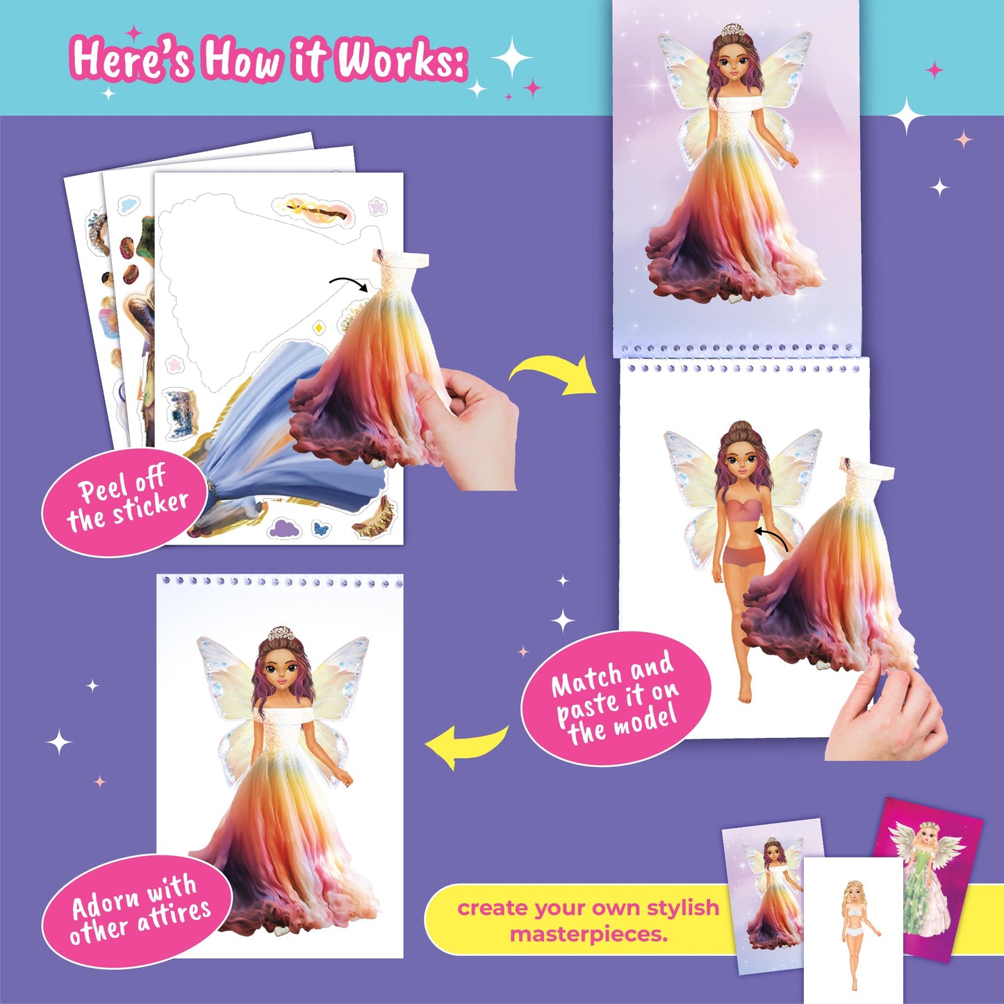 Bscool Sticker Dress Up Fairies And Angels. Sticker Activity Book For Kids, Learn To Dress Up Fairies And Angels With Sticker An