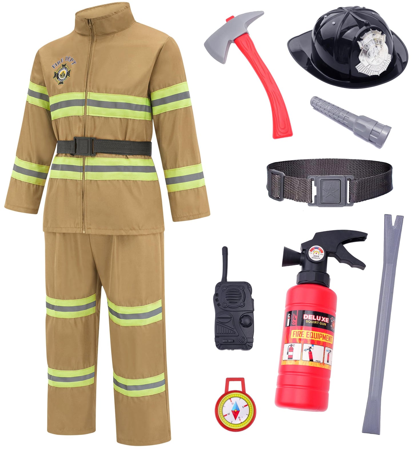 Avady Firefighter Costume for Kids Fireman Costume for Boys Halloween Costume Cosplay Dress Up