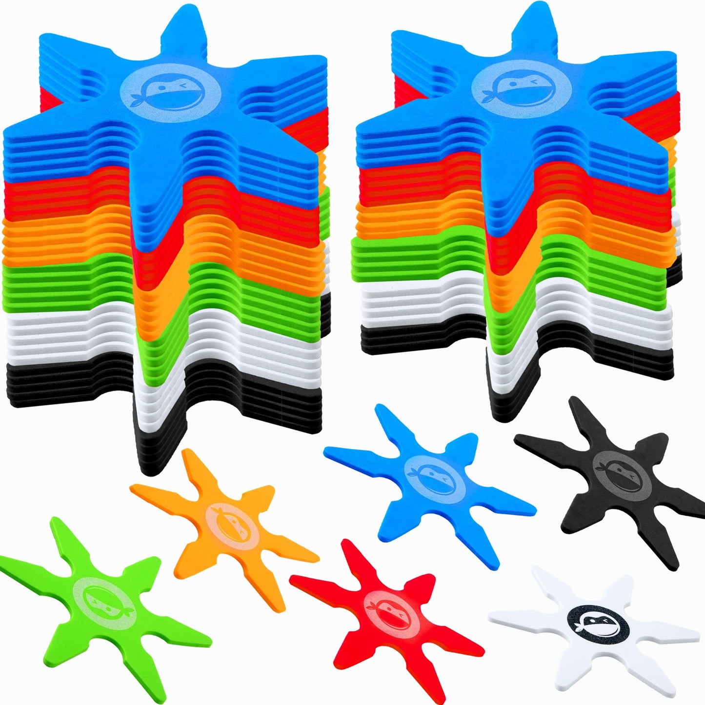 Fahacop 60 Pcs 4 Inch Ninja Throwing Stars Foam Stars Throwing Foam Star Toys for Kids Boys Ninja Theme Party Favors Halloween C