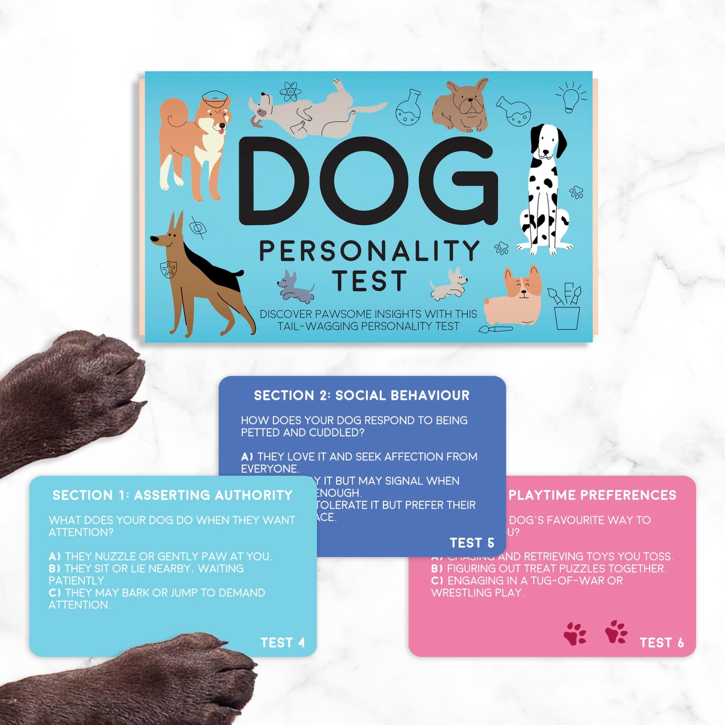 Gift Republic Dog Personality Test Cards - 100 Fun Cards for Dog Lovers - One Size - Blue - Discover Your Dog's Unique Traits