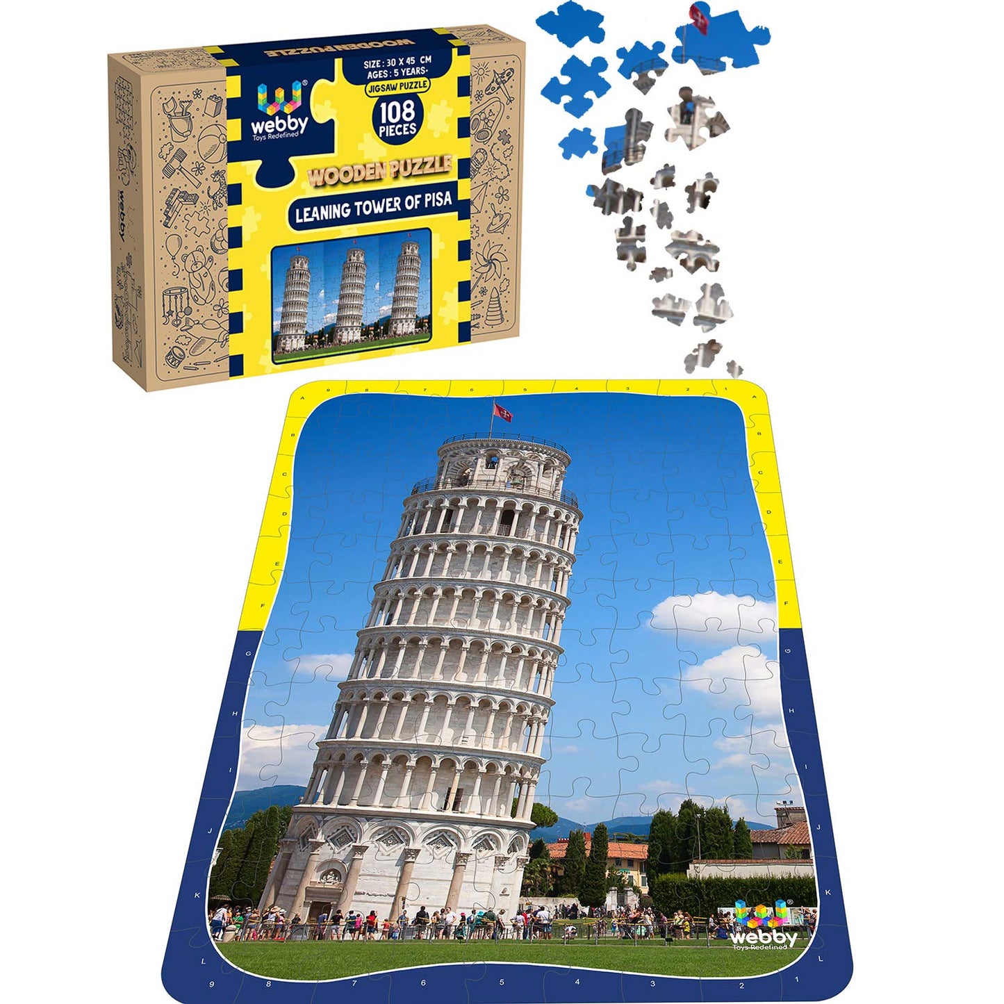 Webby Leaning Tower Of Pisa Wooden Jigsaw Puzzle, 108 Pieces
