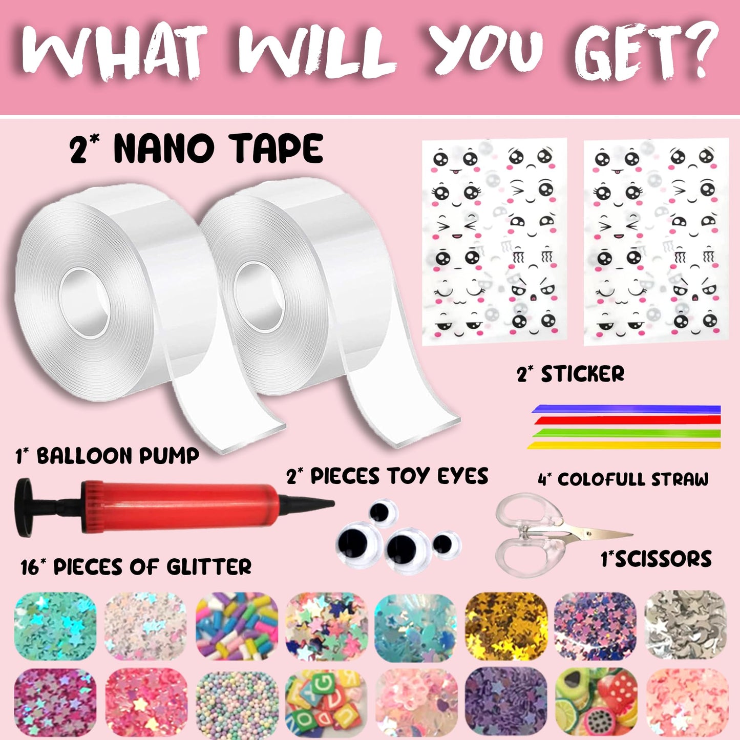 ZYROXY Nano Tape Bubble Kit for Kids, Pack of 2 Transparent Double Sided Nano Tape with All Accessories in one Box, Nano Tape Bu