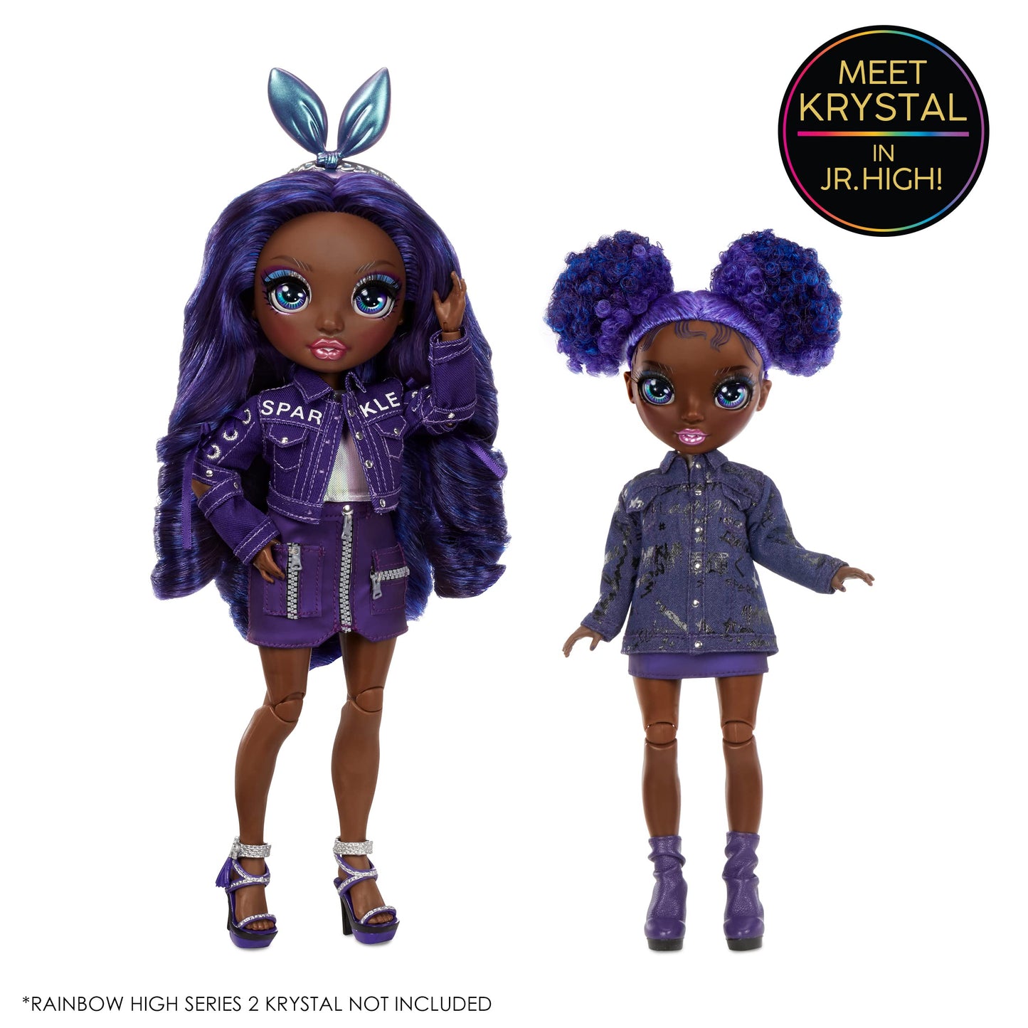 Rainbow High Jr High Series 2 Krystal Bailey- 9' Purple Posable Fashion Doll With Designer Accessories And Open/Close Backpack. Great Toy Gift For Kids Ages 6-12 Years Old & Collectors