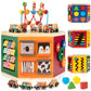 Woodmam Large Activity Cube, 9-In-1 Farm-Themed Wooden Play Center, Multipurpose Montessori Toy For 1-2 Year Old Baby Toddler Kid, First Birthday Gift | Bonus Magnetic Train Cars