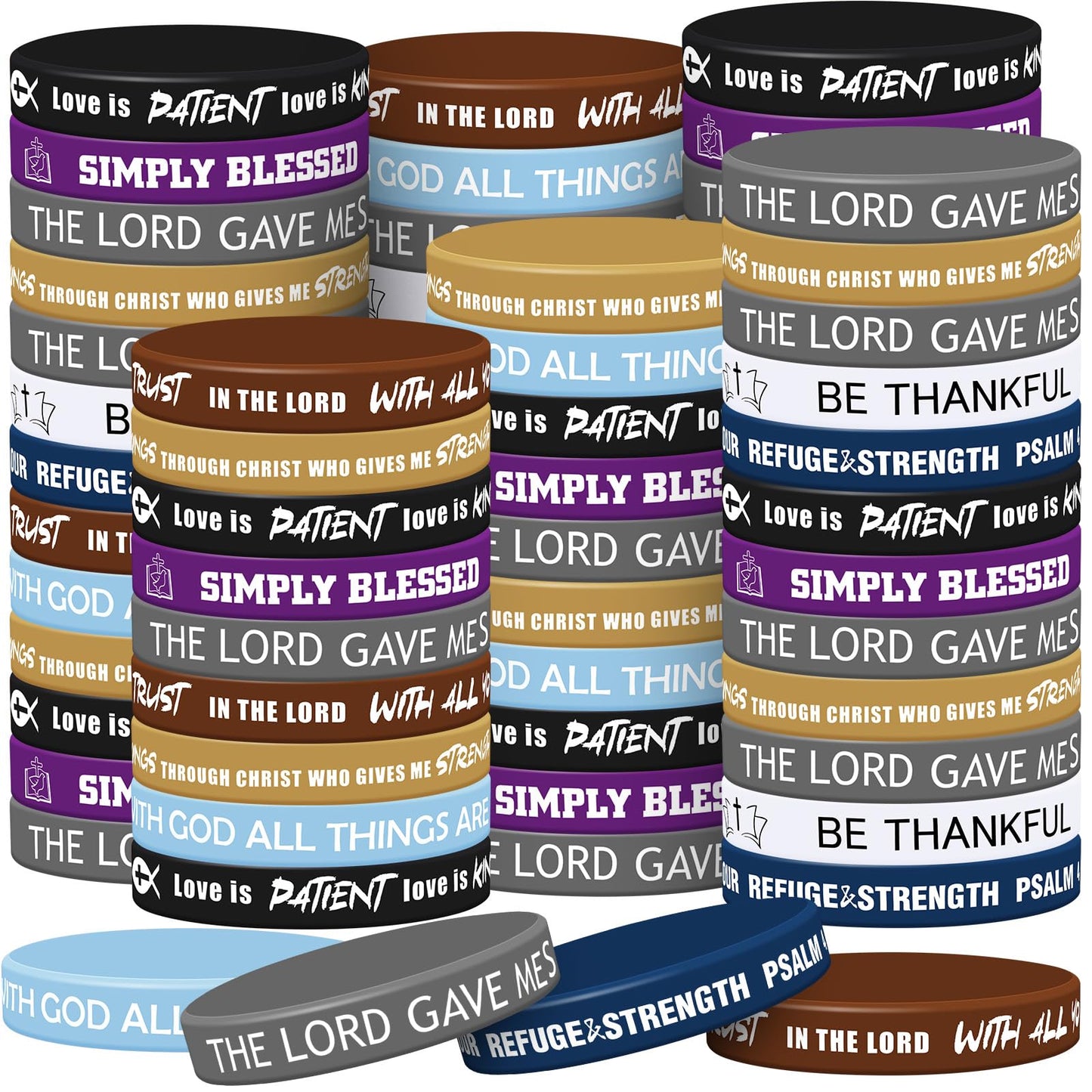 Syhood 200 Pcs Religious Silicone Bracelets Bulk Christian Scripture Rubber Bible Verse Bracelets Inspirational Spiritual Wristb