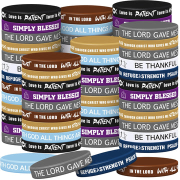 Syhood 200 Pcs Religious Silicone Bracelets Bulk Christian Scripture Rubber Bible Verse Bracelets Inspirational Spiritual Wristb