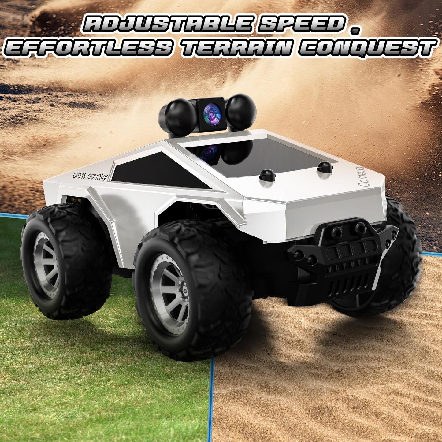 Wihaki RC Cars with Camera Remote Control Truck with 720P HD FPV Camera, All-Terrain Remote Control Car with Body Light Recharge