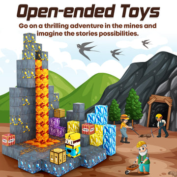 Magnetic Blocks-Build Mine Magnet World Edition Mine decorative replica blade Caverns Magnet Classroom Must Haves Toddler Toys for Boys & Girls Age 3-4 4-5 6-8  Sensory Montessori Toys for Kids for 3+