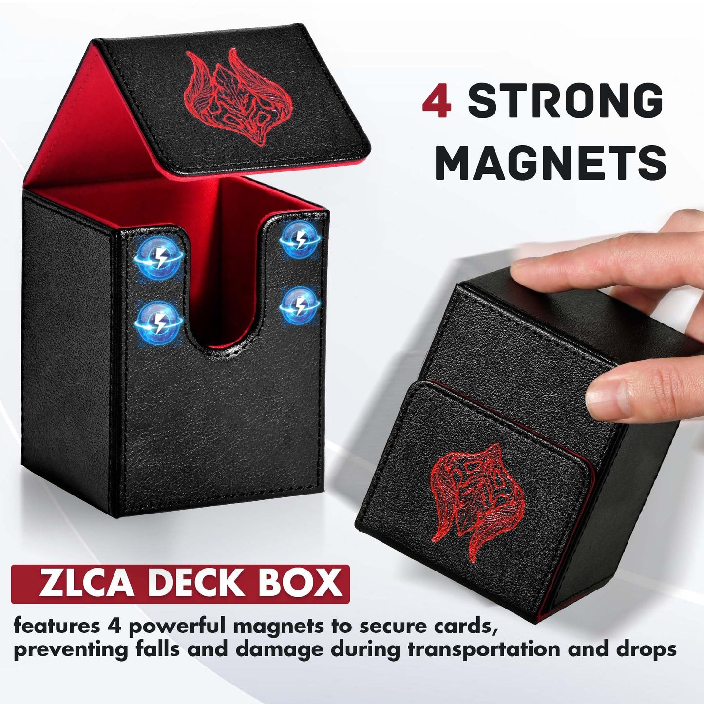 Zlca Card Deck Box For Mtg With 2 Dividers, Deck Storage Box Fits 100+ Single Sleeved, Pu Leather Tcg Case Holder For Magic Comm