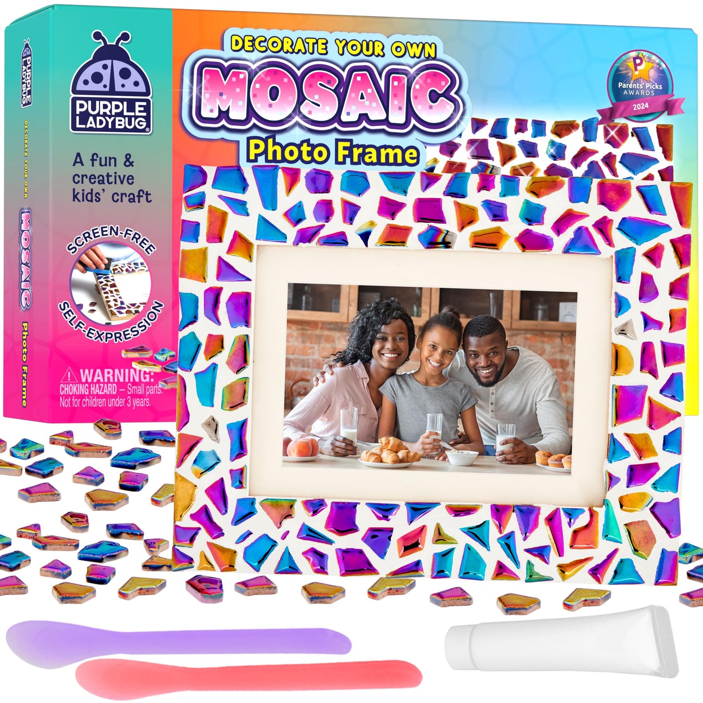 Purple Ladybug Decorate Your Own Picture Frame Craft Kit – Easter Craft For Kids Ages 8-12, Birthday Gift & Diy Mosaic Frame Craft For Girls Ages 6-8, Fun Arts & Crafts For 7-Year-Old Girls