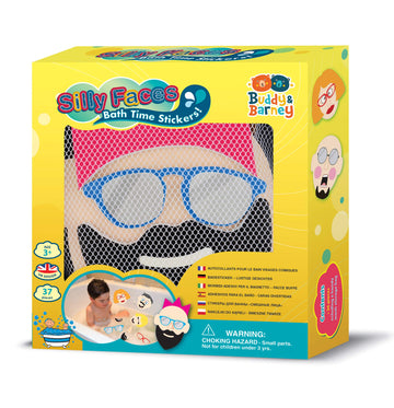 Buddy & Barney Silly Faces Bath Stickers, Hilarious Facial Expressions Foam Stickers Bath Toy For Children 3+, Pack Of 37 Reusable Stickers, Bathtub, Tub, Shower, Boys, Girls, Kids,