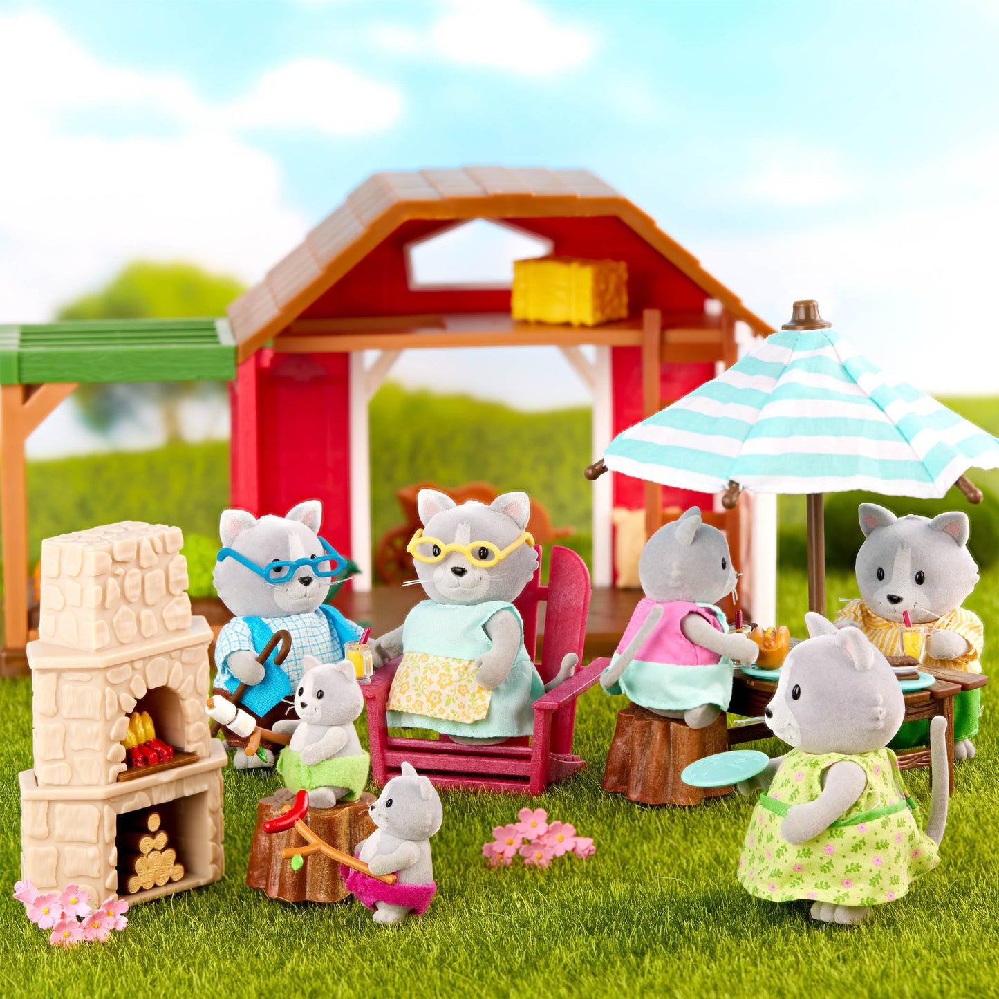 Li'l Woodzeez Toy Patio Set - Multicolor Doll Furniture - Small Plastic Playhouse Accessories - Model 6170Z for Kids 3 Years+