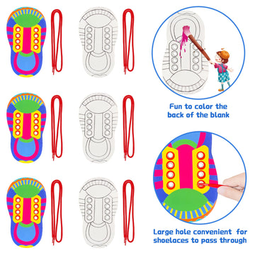 Zakvoor 12 Sets Of Shoelace Threading Teaching Toys Learn To Tie Shoelaces Kindergarten Early Educational Rope Practice Bowknot