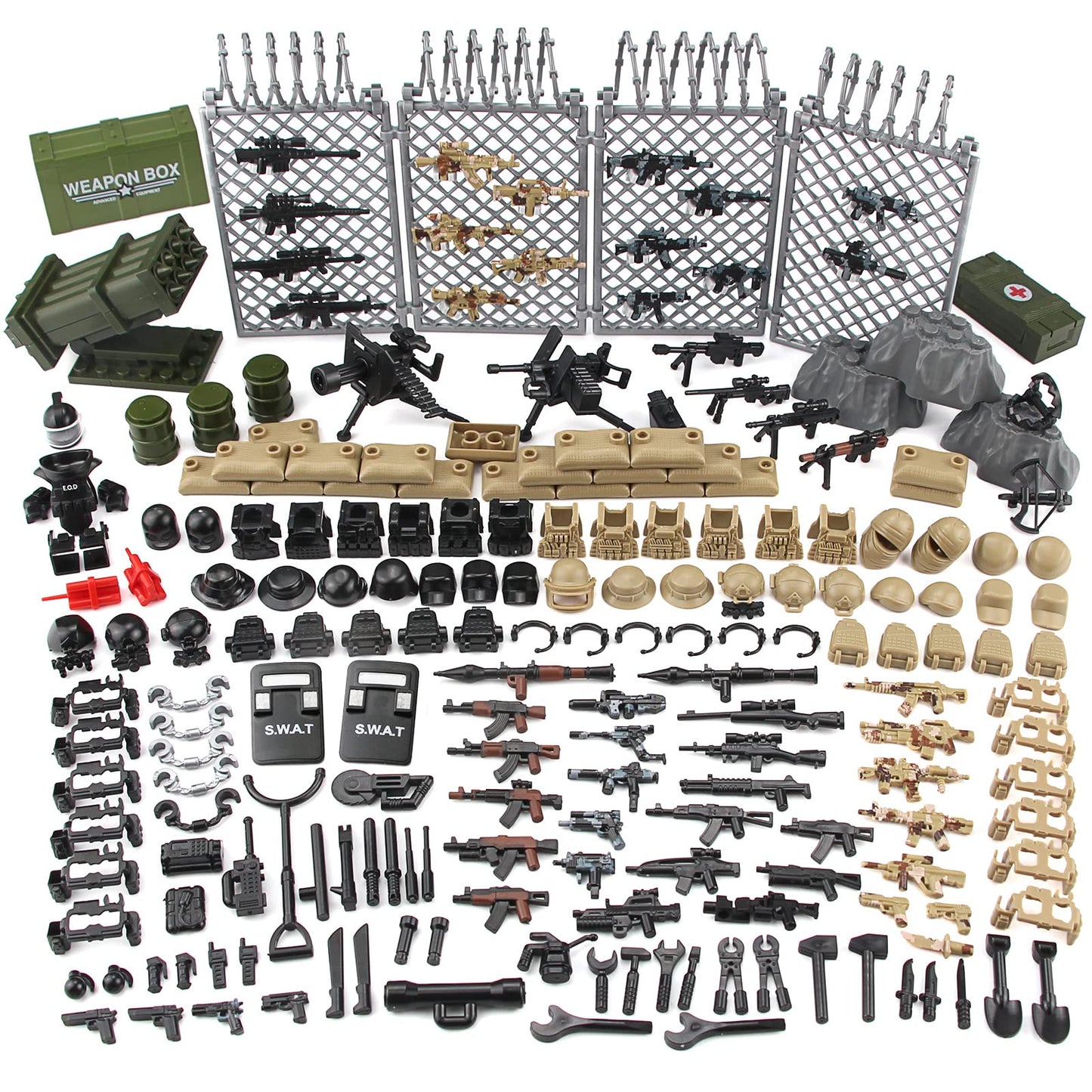 Feleph Modern Military  Pack SWAT Police Multiple Ages 4+ Combinations Toy Set for Soldier Figures Model Army Equipment Gear Pieces Blocks Compatible with Major Brand