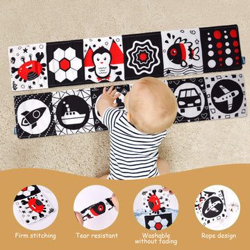 Vicloon Black And White Baby Toys, High Contrast Baby Book For Newborn 0-3 3-6 Months, Infant Tummy Time Toys, Early Education S