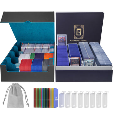 Afiing Trading Card Storage Box, 6000+ Mtg Deck Box With 24 Divider Tabs,Diy Toploader Storage Box, Fits 3''X4'' 35Pt Rigid Card