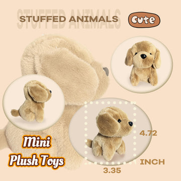 Brown Dog Stuffed Animals, Kawaii Plush Toys For Girls And Boys, Mini Dog Plush Toys Keychain, Cute Dog Plushies, Soft Puppy Stu