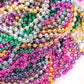 Mardi Gras Beads 33 inch 7mm, 12 Dozen, 144 Pieces, Turquoise Blue Necklaces with Doubloon